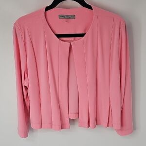 Danny & Nicole Pink Pleated Front 3/4 Sleeve Shrug Jacket wHook & Eye Closure